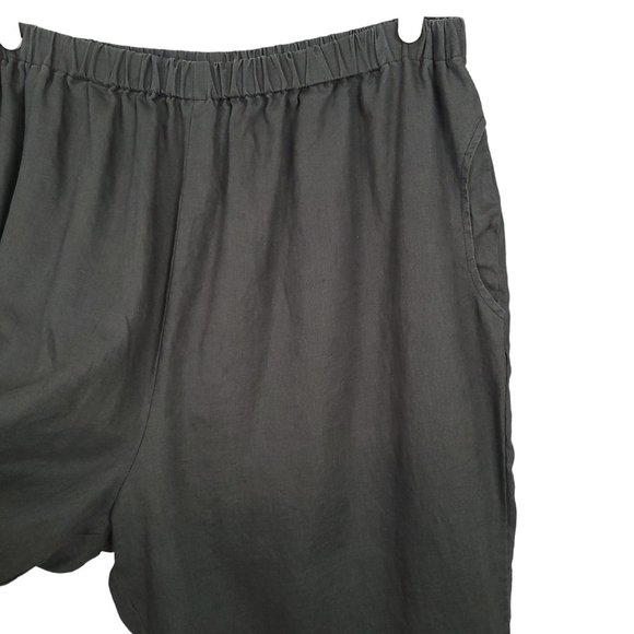 JUNONIA Women's Pants Size 1X Gray Linen Pull On Wide Leg Pockets Ruffle Hem - Picture 4 of 11